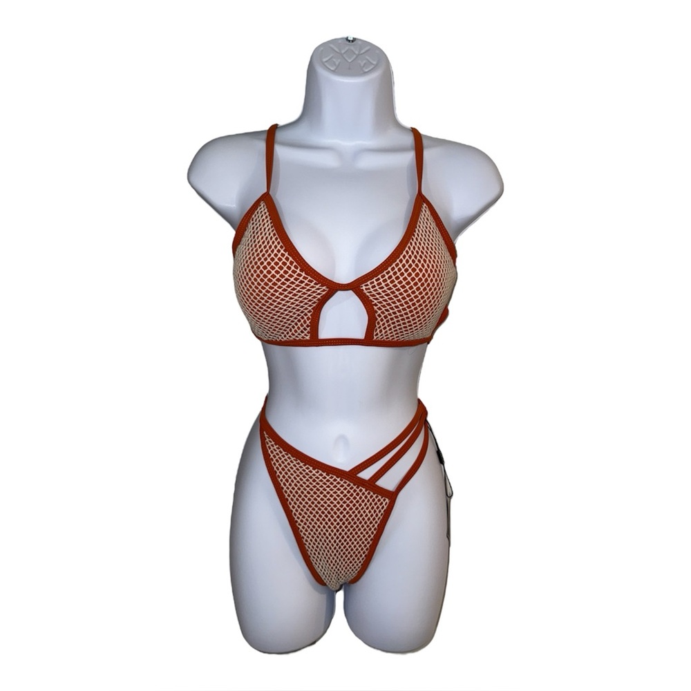 ZAFUL Cutout Spaghetti Strap Lace Up Ribbed Cami Bikini Set Large NWT